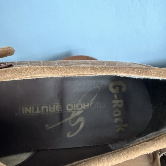 Vtg 80s Giorgio Brutini G-Rock Suede Crocodile Embossed Monk Strap Loafers main image 10